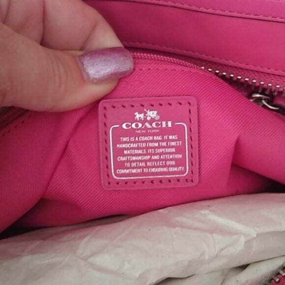 Coach F53308 Nubuck Pebble Leather Swagger Carryall Purse Bag, SV/Dahlia… - Picture 6 of 10